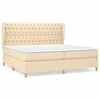 Image de vidaXL Lit boxspring avec matelas Crème 200x200 cm Tissu