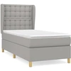 Image de vidaXL Lit boxspring avec matelas gris clair 90x190 cm Tissu