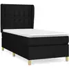 Image de vidaXL Lit boxspring avec matelas noir 90x190 cm Tissu