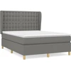 Image de vidaXL Lit boxspring avec matelas gris foncé 140x190 cm Tissu
