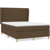 Image de vidaXL Lit boxspring avec matelas brun foncé 140x190 cm Tissu