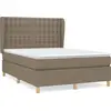 Image de vidaXL Lit boxspring avec matelas Taupe 140x190 cm Tissu