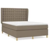 Image de vidaXL Lit boxspring avec matelas Taupe 140x200 cm Tissu
