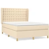 Image de vidaXL Lit boxspring avec matelas Crème 140x200 cm Tissu