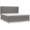 Image de vidaXL Lit boxspring avec matelas gris foncé 160x200 cm Tissu