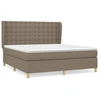 Image de vidaXL Lit boxspring avec matelas Taupe 160x200 cm Tissu