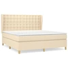 Image de vidaXL Lit boxspring avec matelas Crème 160x200 cm Tissu