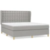 Image de vidaXL Lit boxspring avec matelas gris clair 180x200 cm Tissu