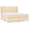 Image de vidaXL Lit boxspring avec matelas Crème 180x200 cm Tissu