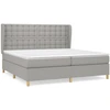 Image de vidaXL Lit boxspring avec matelas gris clair 200x200 cm Tissu