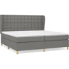 Image de vidaXL Lit boxspring avec matelas gris foncé 200x200 cm Tissu