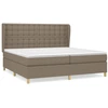 Image de vidaXL Lit boxspring avec matelas Taupe 200x200 cm Tissu