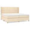 Image de vidaXL Lit boxspring avec matelas Crème 200x200 cm Tissu