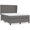 Image de vidaXL Lit boxspring avec matelas Gris 140x190 cm Similicuir