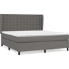 Image de vidaXL Lit boxspring avec matelas Gris 160x200 cm simili-cuir
