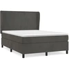 Image de vidaXL Lit boxspring avec matelas gris foncé 140x190 cm velours