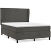 Image de vidaXL Lit boxspring avec matelas gris foncé 140x200 cm velours