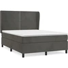 Image de vidaXL Lit boxspring avec matelas gris foncé 140x190 cm velours