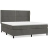 Image de vidaXL Lit boxspring avec matelas gris foncé 180x200 cm velours