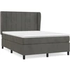 Image de vidaXL Lit boxspring avec matelas gris foncé 140x200 cm velours