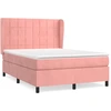 Image de vidaXL Lit boxspring avec matelas rose 140x200 cm velours
