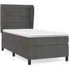 Image de vidaXL Lit boxspring avec matelas gris foncé 100x200 cm velours