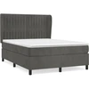 Image de vidaXL Lit boxspring avec matelas gris foncé 140x200 cm velours