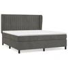 Image de vidaXL Lit boxspring avec matelas gris foncé 160x200 cm velours