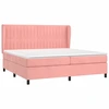 Image de vidaXL Lit boxspring avec matelas rose 200x200 cm velours