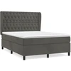 Image de vidaXL Lit boxspring avec matelas gris foncé 140x190 cm velours