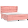 Image de vidaXL Lit boxspring avec matelas rose 160x200 cm velours