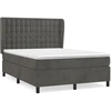 Image de vidaXL Lit boxspring avec matelas gris foncé 140x190 cm velours