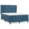 Image de vidaXL Lit boxspring avec matelas bleu foncé 140x190 cm velours