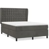 Image de vidaXL Lit boxspring avec matelas gris foncé 140x200 cm velours