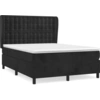 Image de vidaXL Lit boxspring avec matelas noir 140x200 cm velours