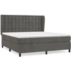 Image de vidaXL Lit boxspring avec matelas gris foncé 160x200 cm velours