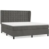 Image de vidaXL Lit boxspring avec matelas gris foncé 180x200 cm velours