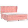 Image de vidaXL Lit boxspring avec matelas rose 180x200 cm velours