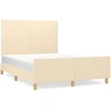 Image de vidaXL Cadre de lit sans matelas Crème 140x190 cm Tissu