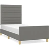 Image de vidaXL Cadre de lit sans matelas gris foncé 90x200 cm Tissu