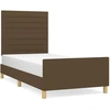 Image de vidaXL Cadre de lit sans matelas brun foncé 100x200 cm Tissu