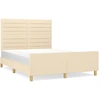 Image de vidaXL Cadre de lit sans matelas Crème 140x190 cm Tissu