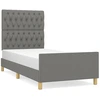 Image de vidaXL Cadre de lit sans matelas gris foncé 100x200 cm Tissu