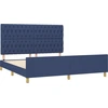 Image de vidaXL Cadre de lit avec tête de lit bleu 180x200 cm Tissu