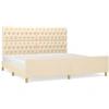 Image de vidaXL Cadre de lit avec tête de lit Crème 200x200 cm Tissu