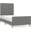 Image de vidaXL Cadre de lit avec tête de lit gris foncé 80x200 cm Tissu