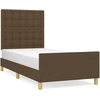 Image de vidaXL Cadre de lit avec tête de lit brun foncé 80x200 cm Tissu