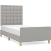 Image de vidaXL Cadre de lit avec tête de lit gris clair 90x190 cm Tissu