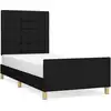 Image de vidaXL Cadre de lit avec tête de lit noir 90x190 cm Tissu