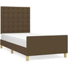 Image de vidaXL Cadre de lit avec tête de lit brun foncé 90x190 cm Tissu